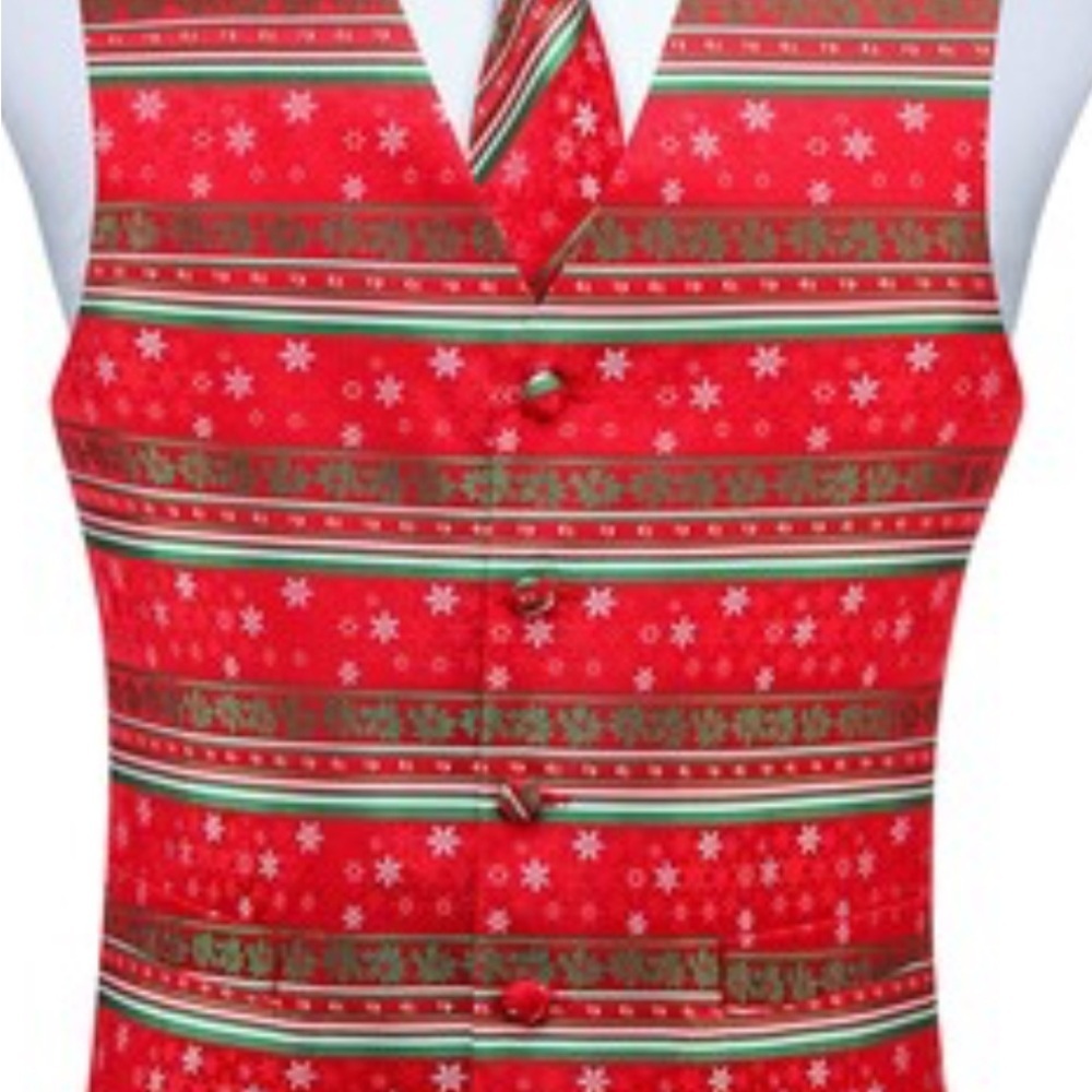 BARRY.WANG Holiday Christmas Snowflakes With Tie Vest Medium BNWT - Picture 2 of 4